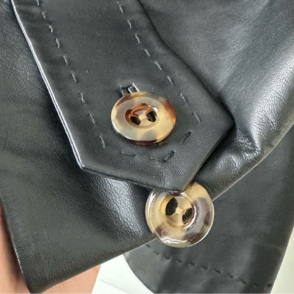 WORTH BLACK LEATHER COAT SZ XS - Picture 6 of 17